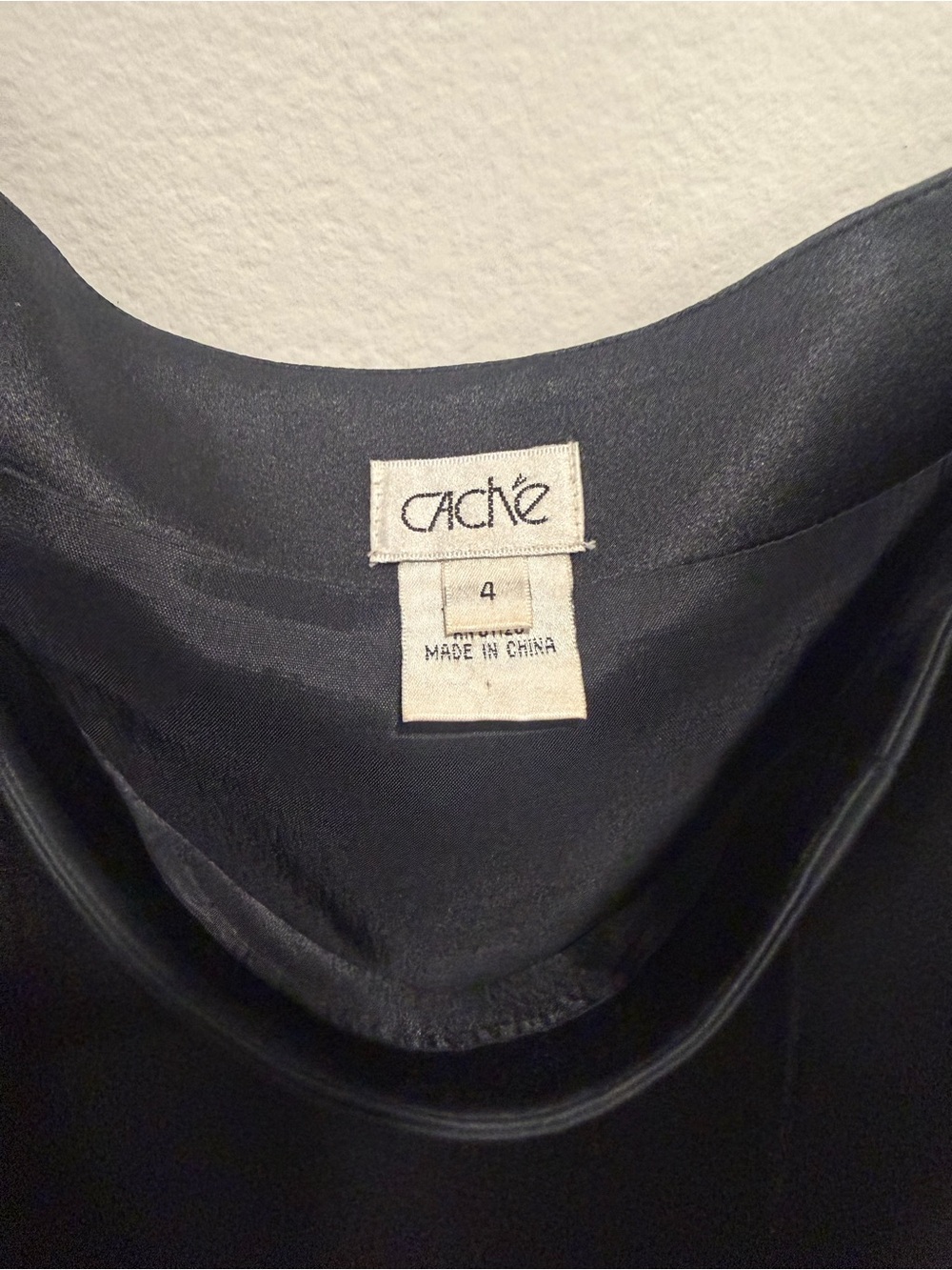 Cache Black Satin High-Low Skirt with Gold Lace Trim - Picture 2 of 3